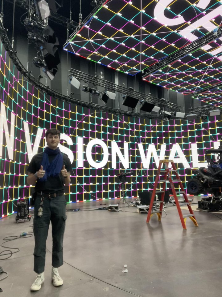 Christopher Jorna on an LED volume stage